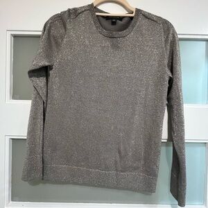 Ann Taylor Tan Crewneck Sweater with Ribbed Trim